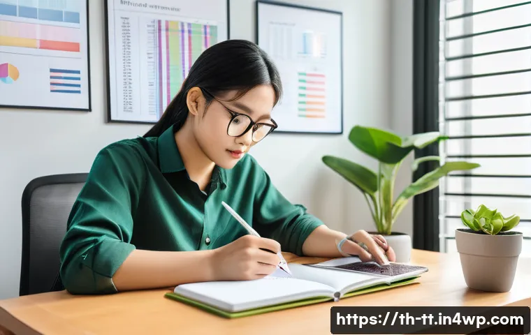 심리학적 동기부여 기법의 실제 사례 - A bright, modern home office scene showing a young Thai professional diligently writing goals in a n...